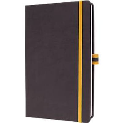 Sigel notitieboek Linescape, 176 pagina's, DIN A5, 80 g/m², vierkant, elastiek, 2-kleurige pennenlus, grijs/geel