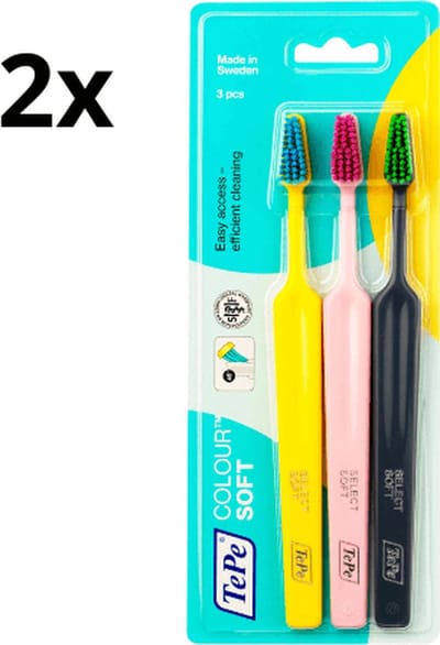 2x TePe Tandenborstel Colour Soft 3-pack - Voordeelverpakking