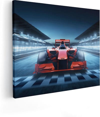 Artaza Canvas Schilderij Racewagen - 50x40 cm - Wanddecoratie Formule 1 - Muurdecoratie Auto - Kamer Accessoires Rood
