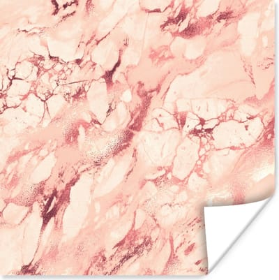 Poster Roze - Stenen - Marmer - 100x100 cm XXL