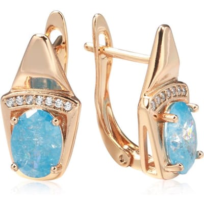 Nouvelles Boucles d'Oreilles Pendantes Géométriques Or Rose Pour Femmes Boucles d'Oreilles Insolites Tendance Zircon Naturel Bleu Bijoux de Mariage de Luxe beige