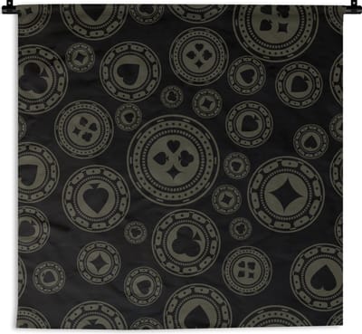 Wandkleed - Wanddoek - Casino - Poker - Chips - Patronen - 90x90 cm - Wandtapijt