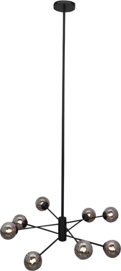 Olucia - KAILY - Hanglamp - Grijs / Zwart - 8L - Vorm: Rond