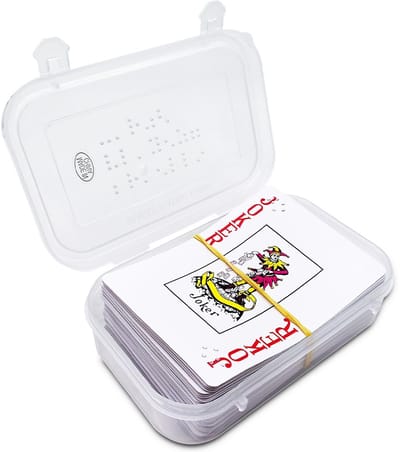 Dailygoods- Braille Speelkaarten - Tactiele Pokerkaarten met Grote Print - Antislip - Duurzaam - Geschikt voor Blinden/Senioren - 52 Kaarten en 2 Jokers