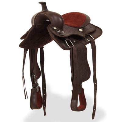 Ensemble de licol et de poitrail de selle western en cuir véritable 12 Marron
