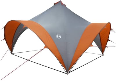 vidaXL - Partytent - Grijs - en - Oranje - 400 - x - 400 - x - 320 - cm - Polyester - en - Staal