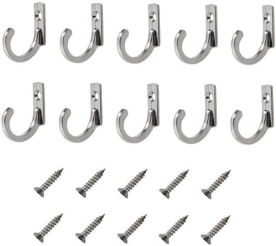 Dailygoods- Wandhaken 10 Stuks - Zinklegering - Roestbestendig - Retrostijl - Voor Sleutels/Sieraden - Eenvoudig te Installeren - Haak