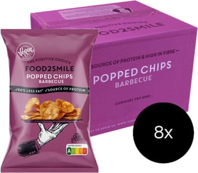 Food2Smile | Popped Chips Barbecue | 90g | 8 stuks | 8 x 90g