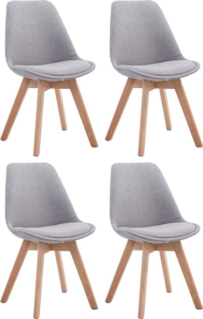 CLP Borneo V2 Set van 4 eetkamerstoelen - Stof grijs natura
