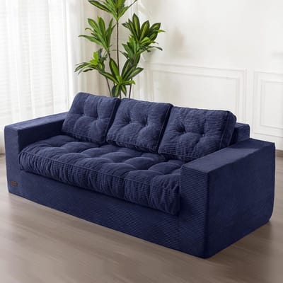 Grote Zitzak - Fauteuil Loveseat - Ontspannen Zitten - Geen Montage Vereist - Driezitsbank 80cm Diep - Marineblauw
