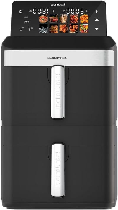 Airfryer met Twee Manden - Dubbele Airfryer - Grote Maaltijden Bereiden - Slimme Dubbele Technologie - 13 Liter Capaciteit - Zwart