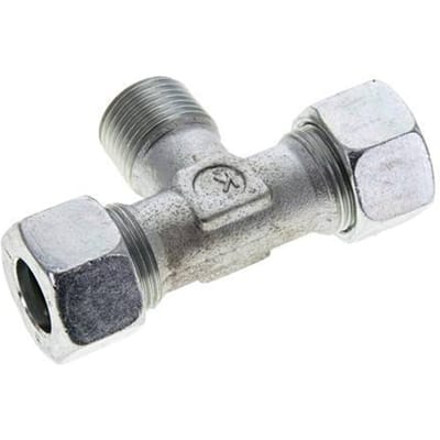 15L & R1/2'' Verzinkt Stalen T-stuk Snijringkoppeling Buitendraad 315bar ISO 8434-1