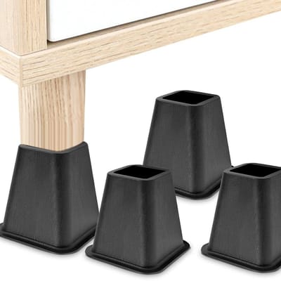 Dailygoods- Meubelverhoger 4 stuks - Meubelverhoger 16,5 x 15,5 cm - Bedverhoger - Tafelverhoger - Hoogwaardig polypropyleen - Draagvermogen 500 kg - Meubelverhogers