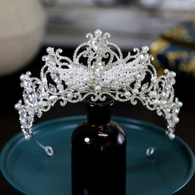 Perle Nouvelle Super Fée Mariée Couronne de Mariage Tiare Couronne Tiare Accessoires pour Cheveux Principaux Accessoires de Mariage gray
