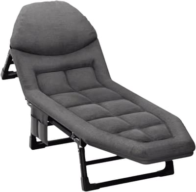 Opvouwbaar Campingbed - Buitenbed Matras - Comfortabel Slapen - In Hoogte Verstelbaar - 178x56 cm - Grijs