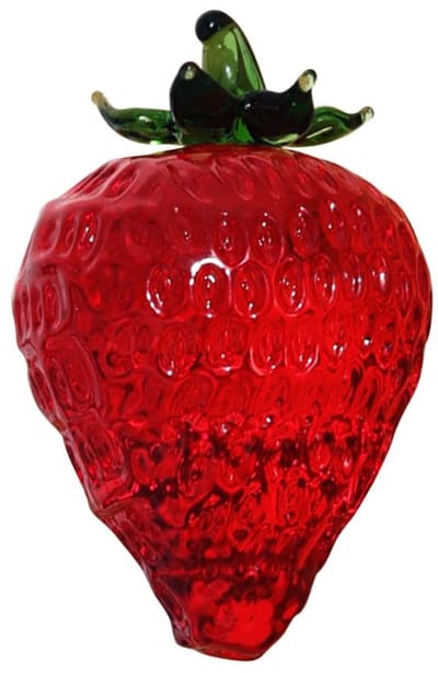 Dailygoods- Aardbei Standbeeld Kristal - Kunstmatige Fruit Sculptuur - Decoratief Ornament - Presse-papier - Tafelblad Decoratie - Duurzaam Glas Materialen - Fruitbeeldje