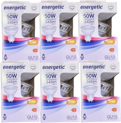 6 x GU10 Spot Led Lamp Dimbaar Energetic - 4,7W - Vervangt 50W Warm Wit