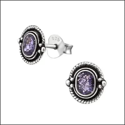 Aramat Jewels | Oorbellen | Zilveren Bali Oorstekers Geoxideerd – 8mm 925 Zilver Etnisch Boho Design | Ruit-Blauw-6mm | | | Zilver | Kinderen, Volwassenen | Verkleurd niet