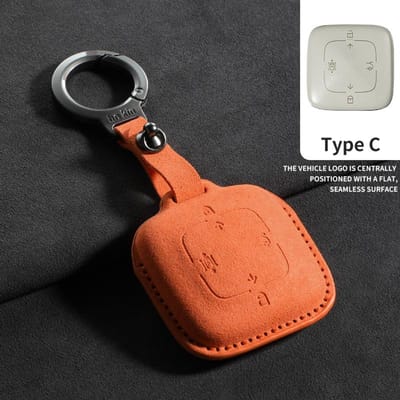 4 Knoppen Suede Leer Auto Sleutelhoesje Cover Voor Zeekr X 001 007 009 7X Mix Krasbestendig Auto Sleutelhanger Beschermer Shell Accessoires orange