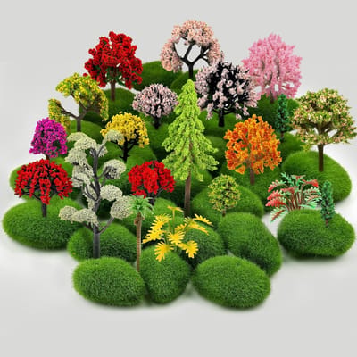 42PCS Miniatuur Bomen Set voor Modelbouw, Kleurige Miniatuur Bomen voor Landschap en Treinen