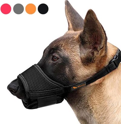 Verstelbare Ademende Nylon Hond & Puppy Mondkapje - Zwart - Anti-Blokkeren en Bijten