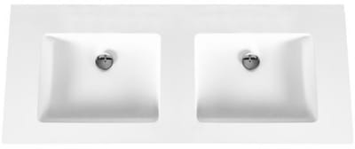 Bagnotti Beta Solid Surface Dubbele Wastafel - 120cm - Zonder Kraangat - Acryl Wit