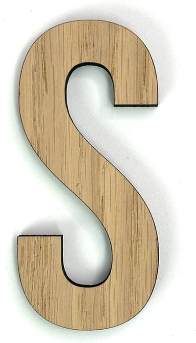 Houten letter S - 37 cm hoog