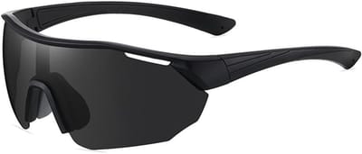 Gepolariseerde sportzonnebril, fietsbril, UV400, mountainbikebril, honkbalbril, hardloopbril, visbril, golfbril (zwart)