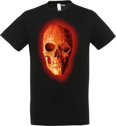 T-shirt Wax Skull | Halloween Kostuum Volwassenen | Halloween | Foute Party | Zwart | maat XS