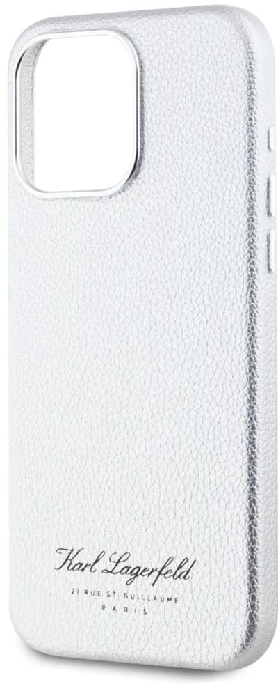 Karl Lagerfeld, Hoesje geschikt voor iPhone 15 Pro Max - Hotel RSG Gekorrelde Textuur Elegant, Zilver