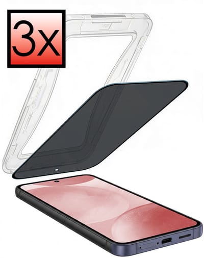 Screenprotector - 3 Stuks - Geschikt voor Samsung Galaxy S24 - Met Installatie Kit - Anti Spy - Beschermglas - Flexibel Glas - Tempered Glass - Screen Protector - Inclusief Montage Frame - Buigbaar Hybrid Bescherm Cover