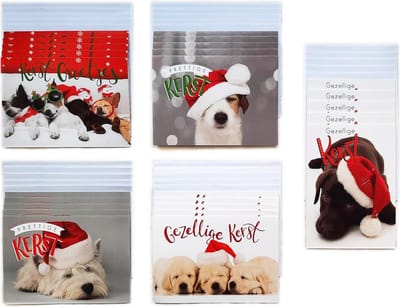 Kerstkaarten – 25 Stuks - Dieren - Prettige Kerst – 10 x 14 cm – K-180
