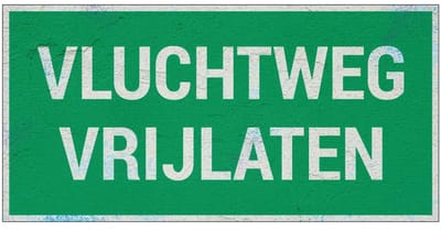 Vluchtweg vrijlaten bord | Forex Re materiaal | 20 x 10 cm
