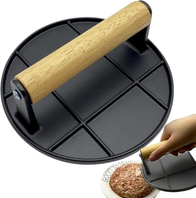 Hamburgerpers - Burgerpers Keukenpers - Gelijkmatig Grillen - Antiaanbak Aluminiumlegering - 17 x 7.6 x 16.8 cm - Metaal