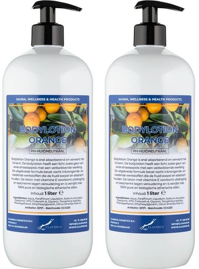Bodylotion Orange 1 Liter - met gratis pomp - set van 2 stuks