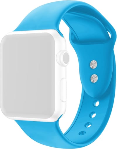 By Qubix - Geschikt voor Apple Watch bandje - Siliconen sportbandje - Blauw - Dubbele druksluiting - Geschikt voor Apple Watch 38mm / 40mm / 41mm / 42mm - siliconen sport bandje - smartwatchbandje