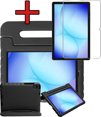 Hoesje - Geschikt voor Samsung Galaxy Tab A11 Plus / A9 Plus - Met Screenprotector - Kinderhoes - Shockproof Bumper - Kidsproof Case - Tablethoes - Kinder Hoes Cover - Zwart