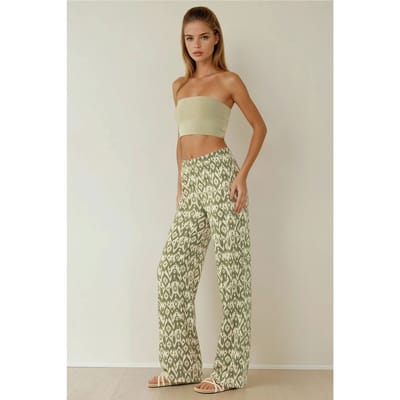 Hoge Taille Wijde Pantalon met Patroon
