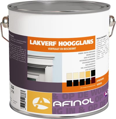 Afinol Hoogglans Lakverf Standaard Wit 2,5 liter - Lak - Houtlak - Houtverf - Voor Binnen en Buiten - geschikt voor hout, metaal en kunststof