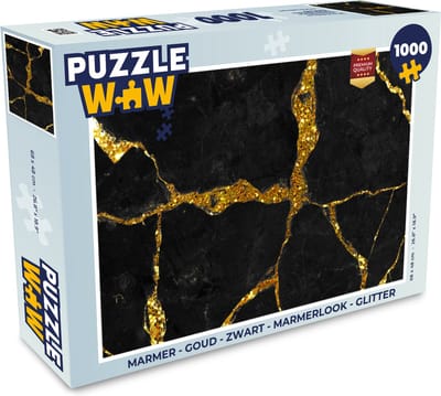 Puzzel Marmer - Goud - Zwart - Marmerlook - Glitter - Legpuzzel - Puzzel 1000 stukjes volwassenen