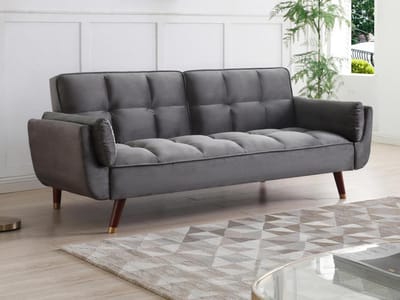 Vente-unique Driezitsslaapbank van grijs velours GULCAN