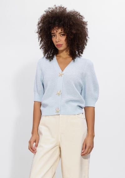 Notre-V Nv-hidy Truien & vesten Dames - Sweater - Hoodie - Vest- Lichtblauw - Maat XS