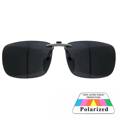 Fako Sunglasses® - Clip On Voorzet Zonnebril Gun Metal - Overzet Clip-on - Polariserend - Polarized - Large - 130x43mm - Zwart