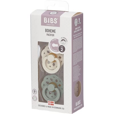 BIBS Boheme Fopspeen - 6-18 mnd - 2-pack - Rond - Ivory/Sage