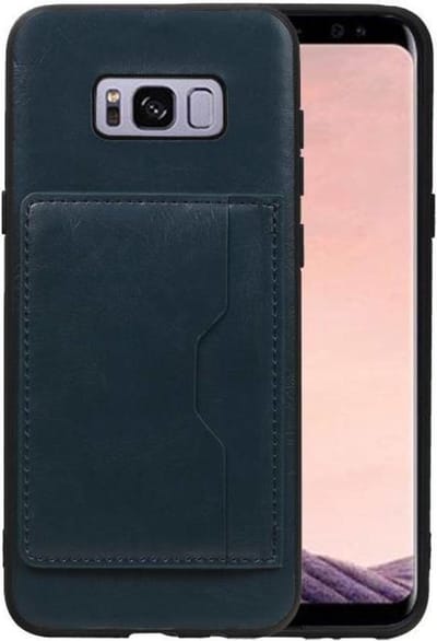 Staand Back Cover met 1 Pasjeshouder Hoesje Geschikt voor Samsung Galaxy S8 Navy