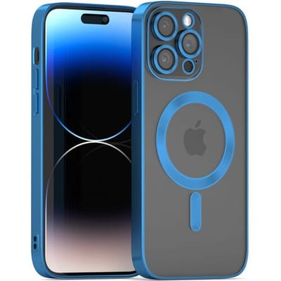 Coverzs telefoonhoesje geschikt voor Apple iPhone 13 Pro Magneet hoesje met camera cover - magnetisch hoesje - blauw