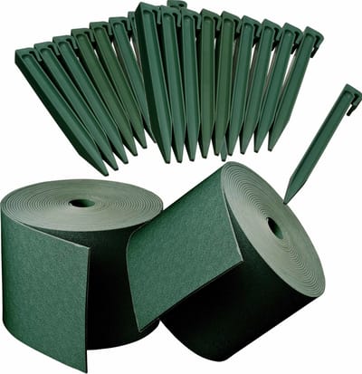 2x stuks Kunststof grasranden / borderranden groen inclusief 20x grondpennen 10 m x 15 cm