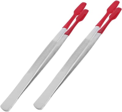 Pincet Set - Verzamelgereedschap - Postzegels Hanteren - Rubberen Tips - 11 cm Lengte - Multi