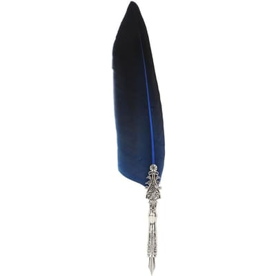 Vintage retro vulpen met ganzenveerpunt en legeringslegering, ideaal als cadeau, inclusief doos.(Blauw) blauw