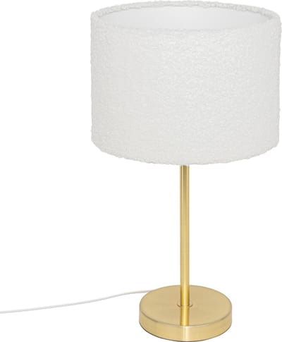 Tafellamp van verguld metaal met bouclé lampenkap TINA
